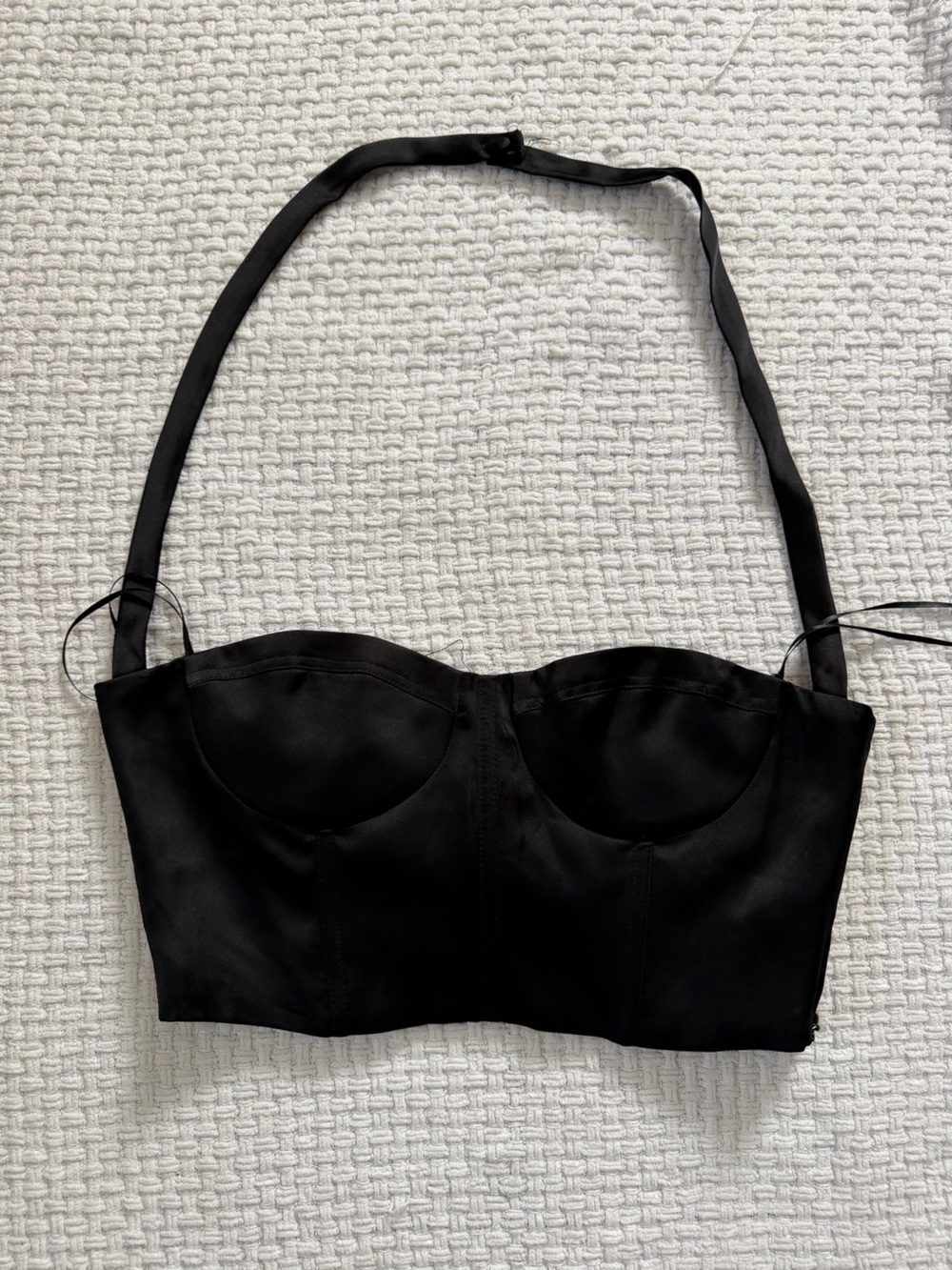 Zara Black Satin Halter Bustier Top